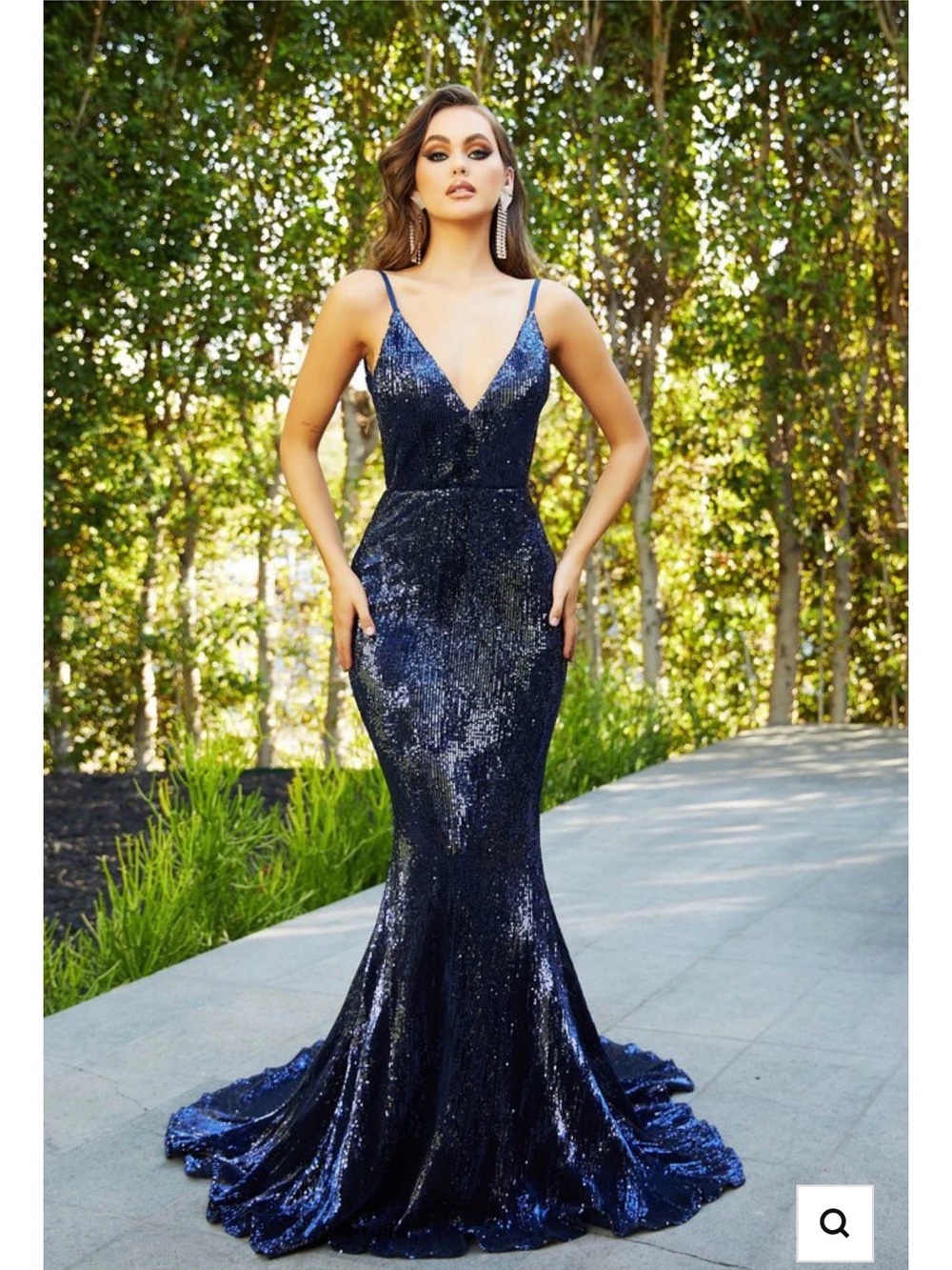 Red Sequin Mermaid Evening Gown - Elegant V-Neck Dress
